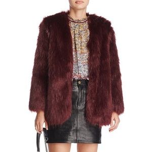 new Lovers + Friends faux fur jacket aubergine